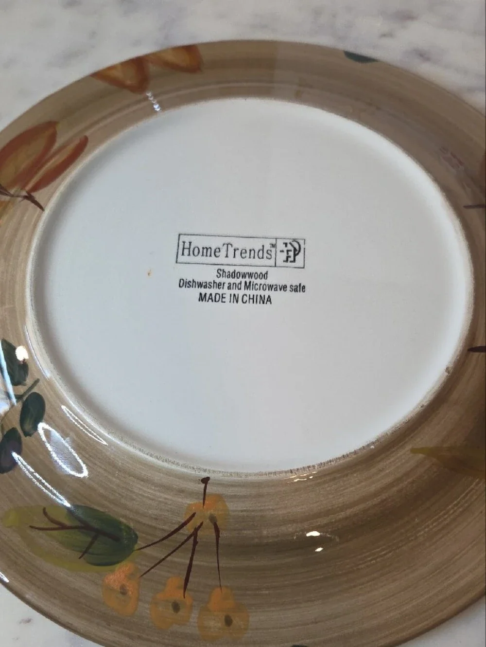 Home Trend Shadow Wood Hand Painted Dinner Plate 11.5
